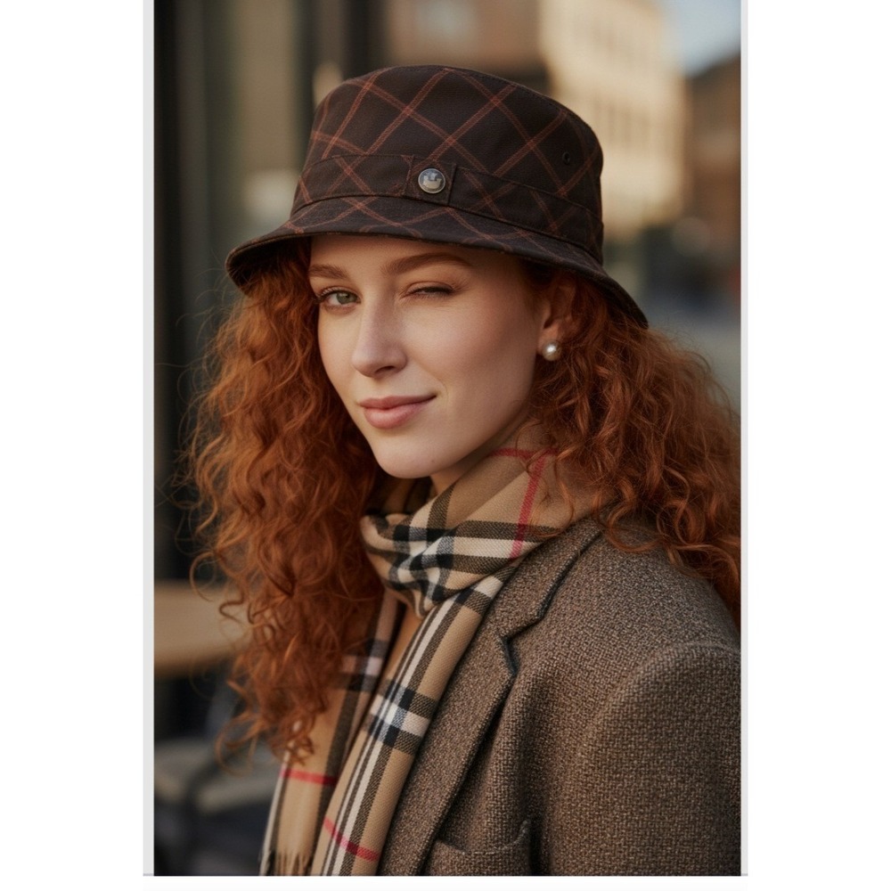 Goorin‎ Bros Brown Plaid Teddy Spaghets Fedora Unisex Large